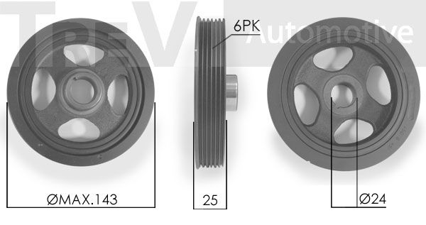 TREVI AUTOMOTIVE Ременный шкив, коленчатый вал PC1133